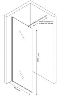 Душевая перегородка Berges Sky Black 90см чёрный матовый 064009